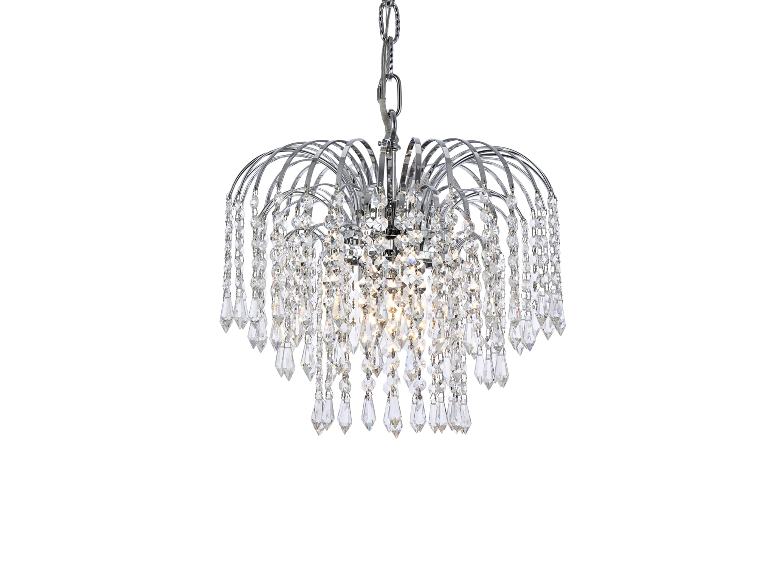 Elegant Lighting V6801D14c-Rc 12 x 14 in Falls 3 light chrome Pendant - Royal cut crystals